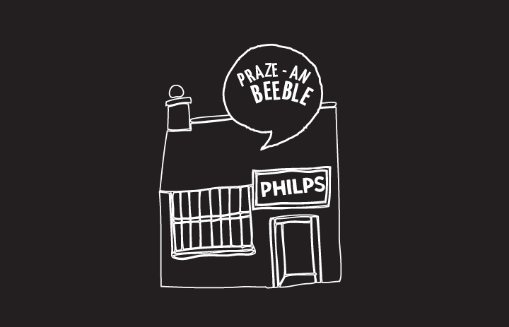 drawing of Philps Pasties Shop in Praze-an-Beeble